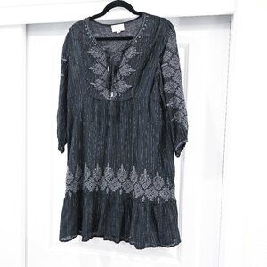 Jade by Johnny Was Size XS Embroidered Boho Style Peasant Mini Dress